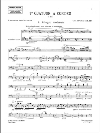 Quatuor n° 1 - Conducteur + Parties - Charles Koechlin - Partition